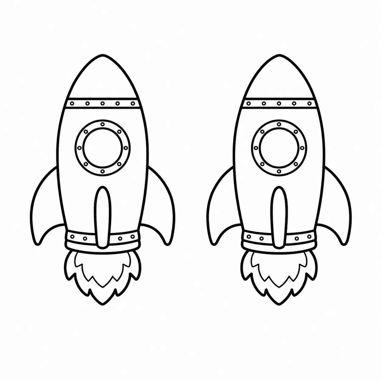 Molde de Paper Squishy de foguete espacial em preto e branco para colorir e imprimir grátis