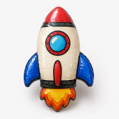 Molde divertido de Paper Squishy de foguete para imprimir