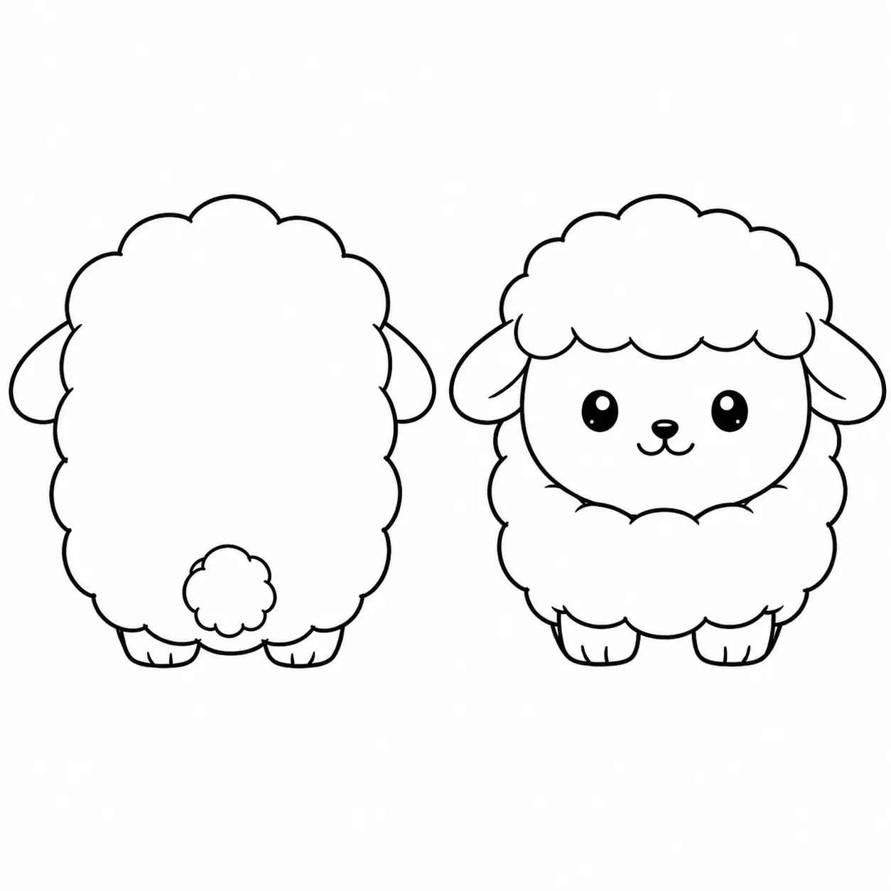 Molde de Paper Squishy de ovelha em preto e branco para colorir e imprimir grátis