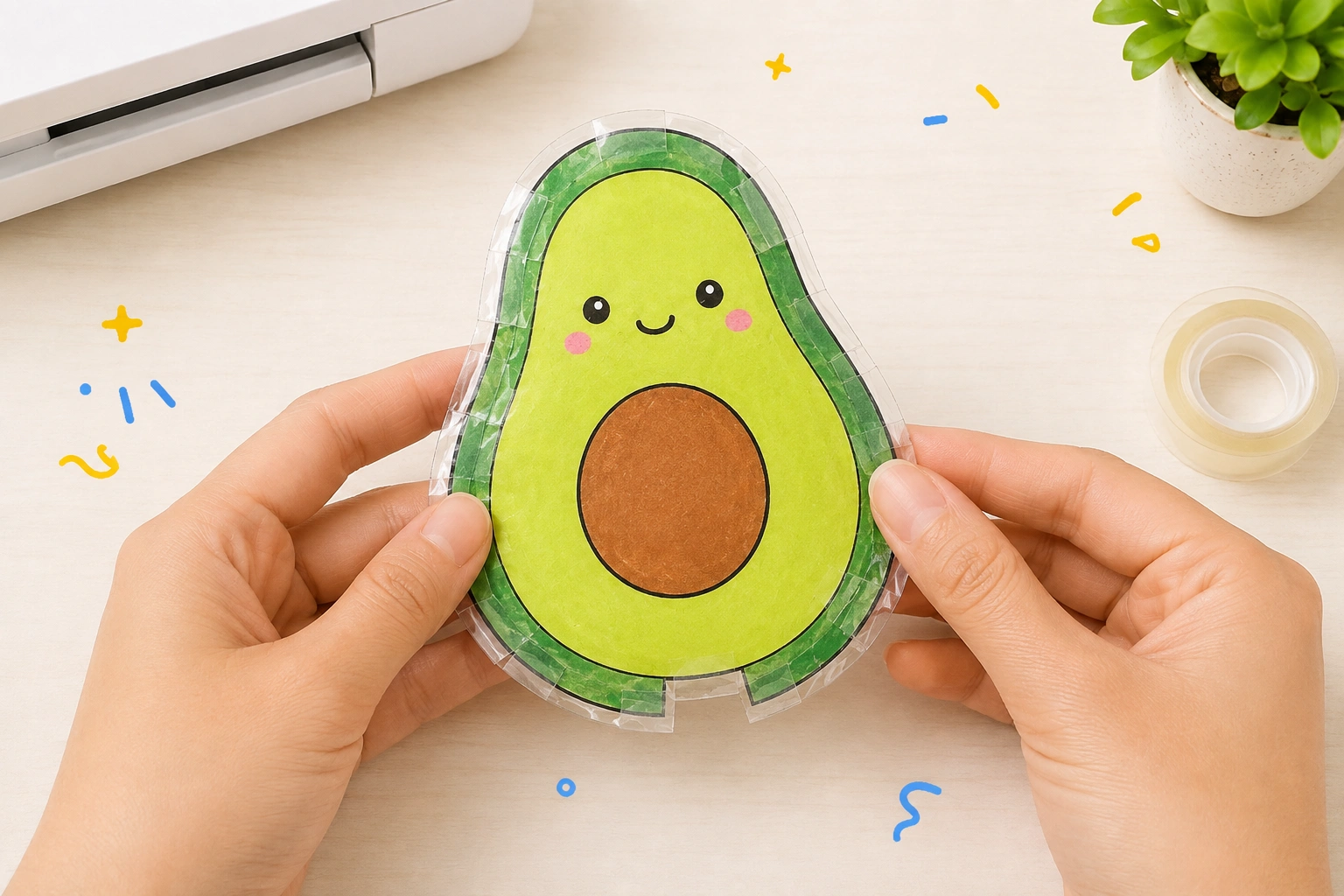 Passo 5: Unindo a frente e o verso do paper squishy com fita adesiva