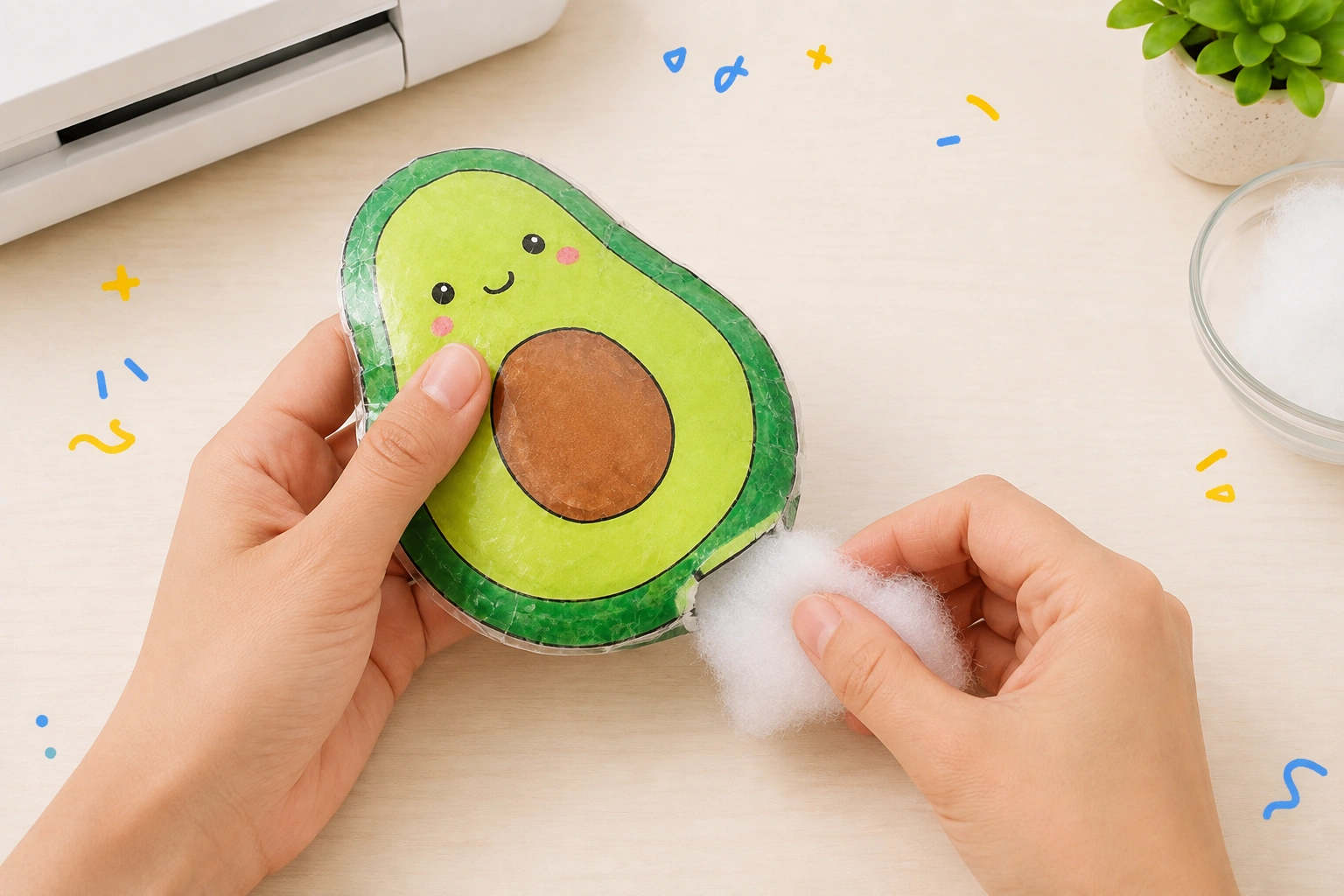 Passo 6: Colocando o enchimento macio dentro do paper squishy de papel